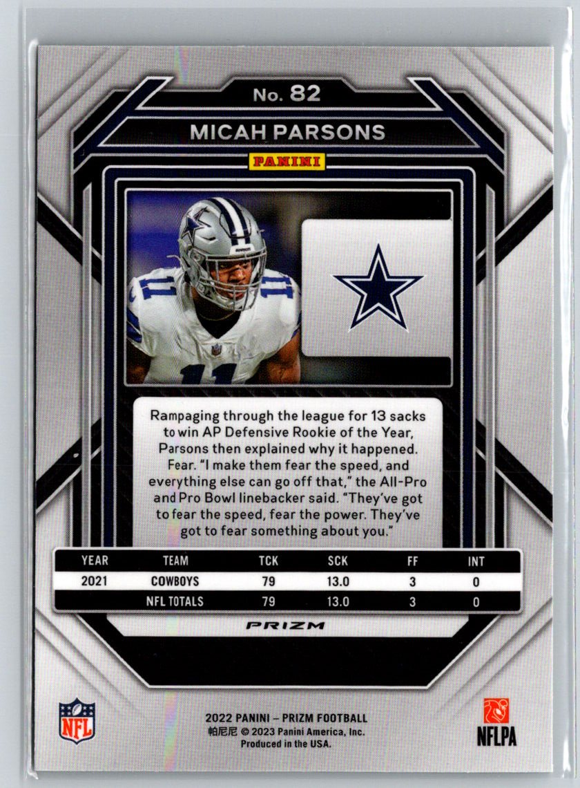 2022 Panini Prizm #82 Micah Parsons Green C3
