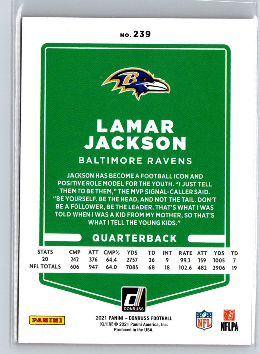 2021 Donruss #239 Lamar Jackson Press Proof Red C4