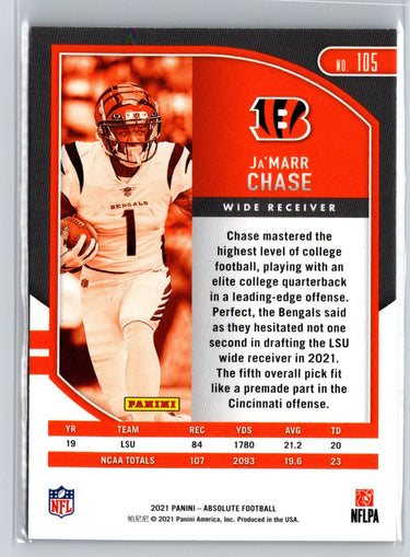 2021 Panini Absolute #105 Ja'Marr Chase Retail C4