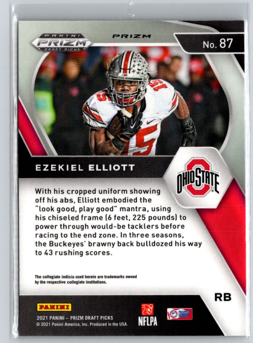2021 Panini Prizm Draft Picks Collegiate #87 Ezekiel Elliott Orange Ice C4