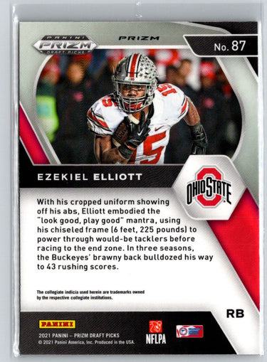 2021 Panini Prizm Draft Picks Collegiate #87 Ezekiel Elliott Orange Ice C4