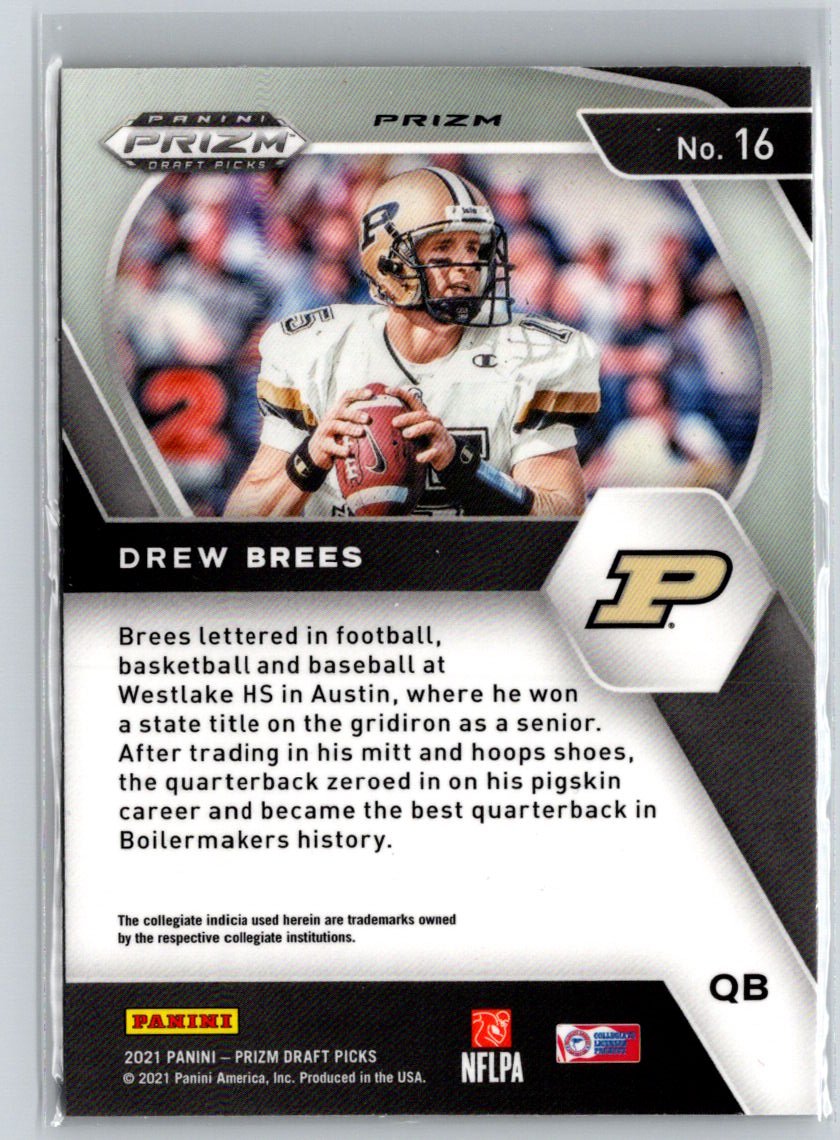2021 Panini Prizm Draft Picks Collegiate #16 Drew Brees Gold Ice C4