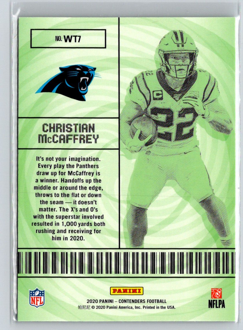 2020 Panini Contenders #WT7 Christian McCaffrey Winning Ticket Ruby C4