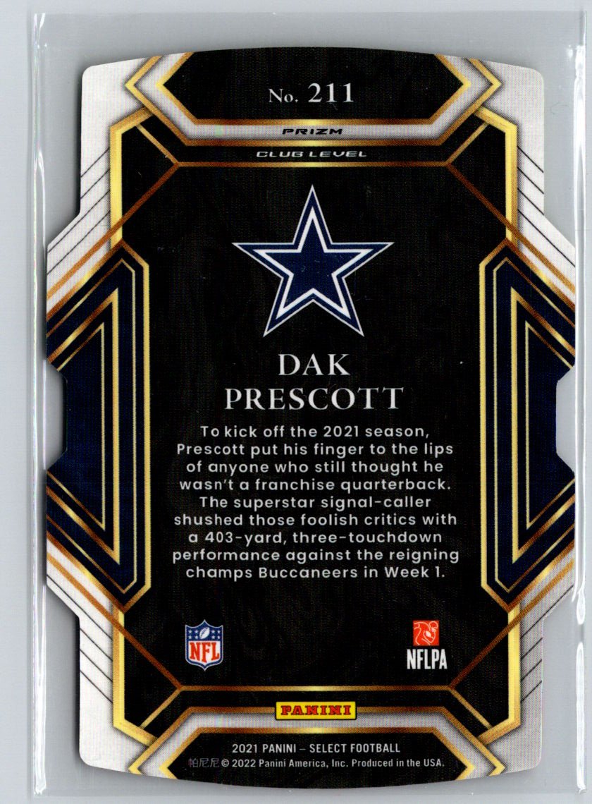 2021 Panini Select #211 Dak Prescott Red and Yellow Prizm Die Cut C5