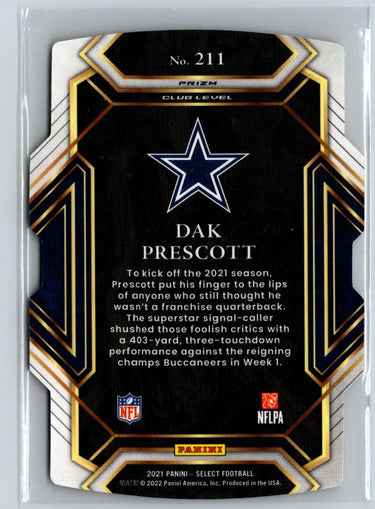 2021 Panini Select #211 Dak Prescott Red and Yellow Prizm Die Cut C5