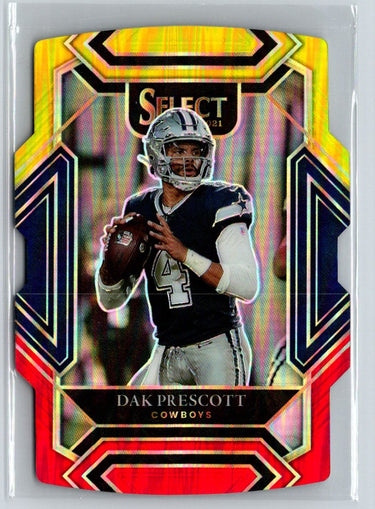 2021 Panini Select #211 Dak Prescott Red and Yellow Prizm Die Cut C5