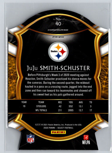 2020 Panini Select #40 JuJu Smith-Schuster Blue Prizm Die Cut C5