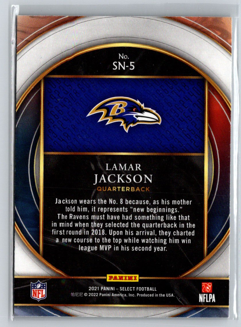 2021 Panini Select #SN-5 Lamar Jackson Select Numbers C5