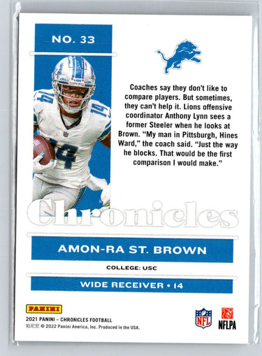 2021 Panini Chronicles #33 Amon-Ra St. Brown C5