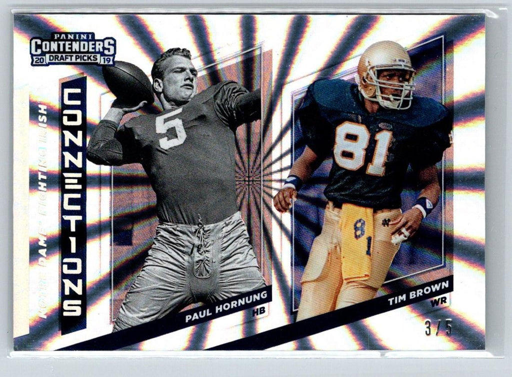 2019 Panini Contenders Paul Hornung Tim Brown Collegiate Connections Fame #/5 C8