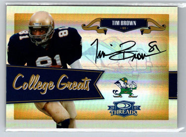 2007 Donruss Threads #CG-7 Tim Brown College Greats Autographs #/20 C9