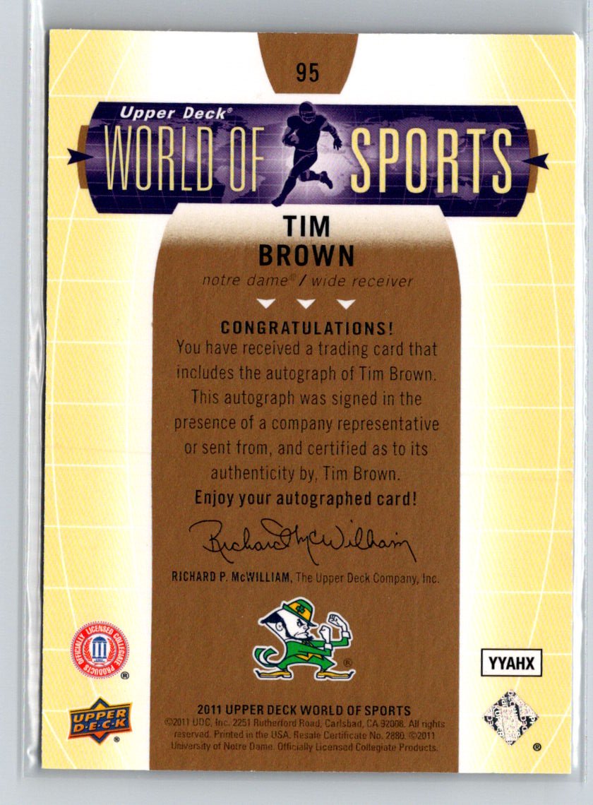 2011 Upper Deck World of Sports #95 Tim Brown Autographs C9