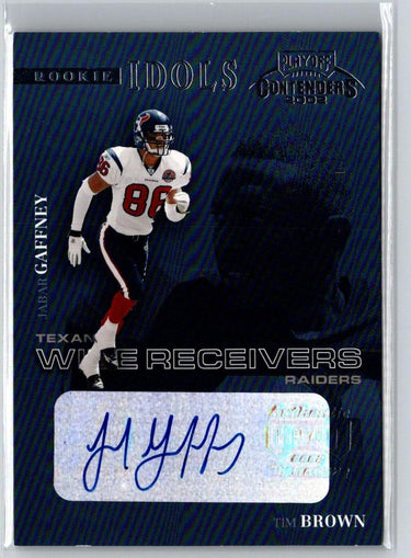 2002 Playoff Contenders Jabar Gaffney / Tim Brown  Rookie Idols Auto #/25 C9