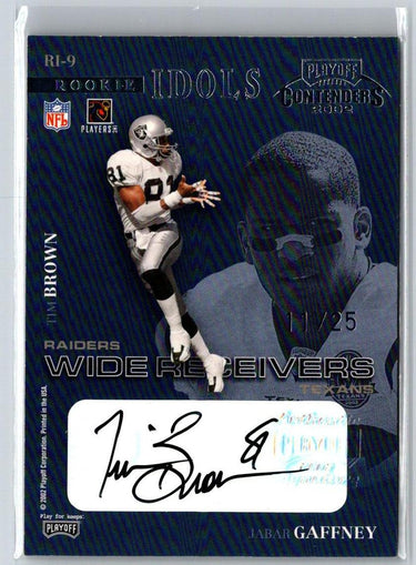 2002 Playoff Contenders Jabar Gaffney / Tim Brown  Rookie Idols Auto #/25 C9