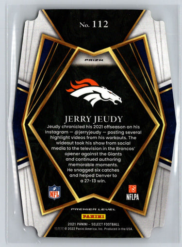 2021 Panini Select #112 Jerry Jeudy Red and Yellow Prizm Die Cut C10