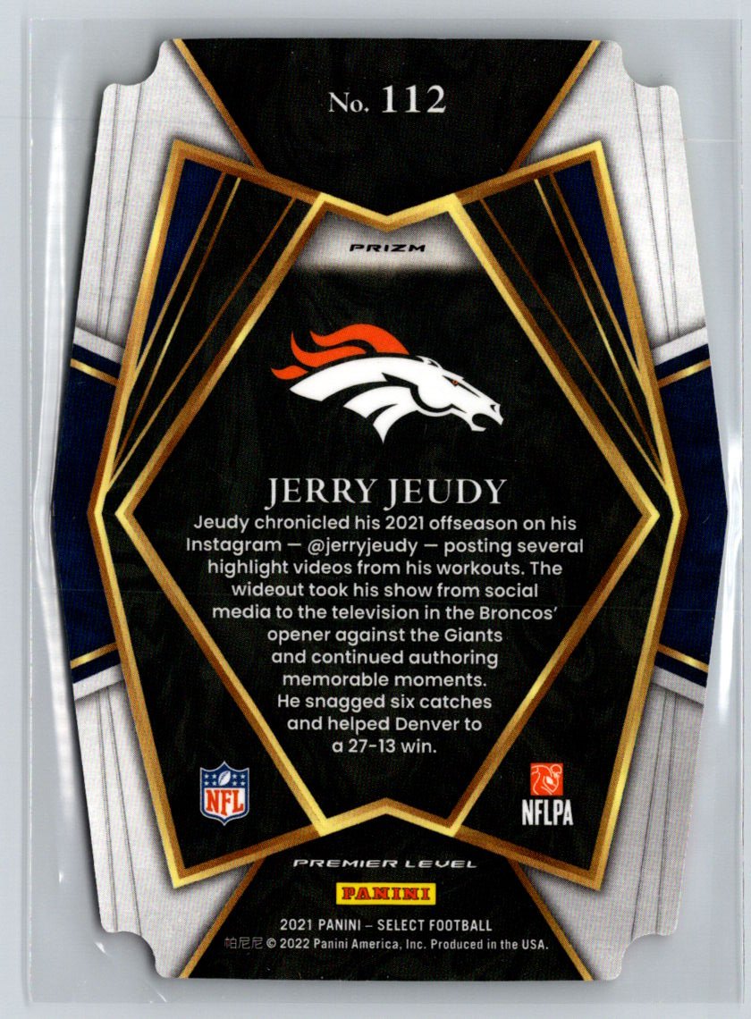 2021 Panini Select #112 Jerry Jeudy Red and Yellow Prizm Die Cut C10