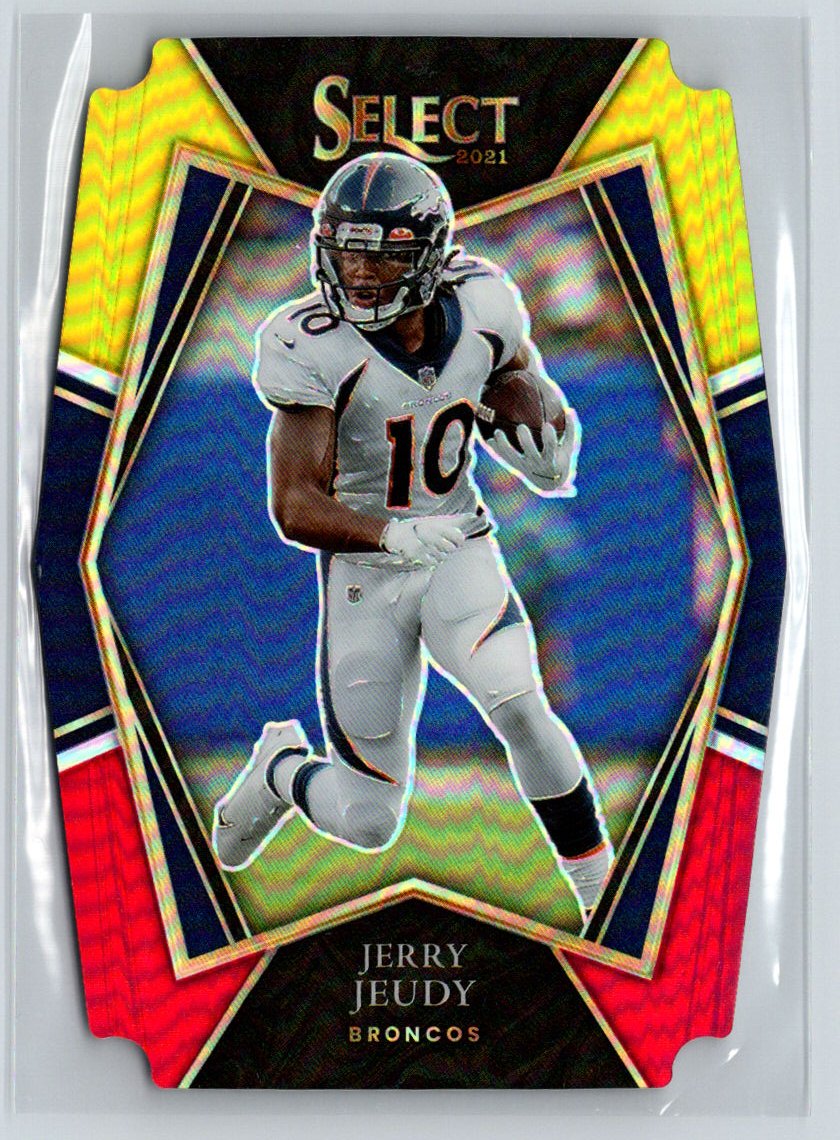 2021 Panini Select #112 Jerry Jeudy Red and Yellow Prizm Die Cut C10