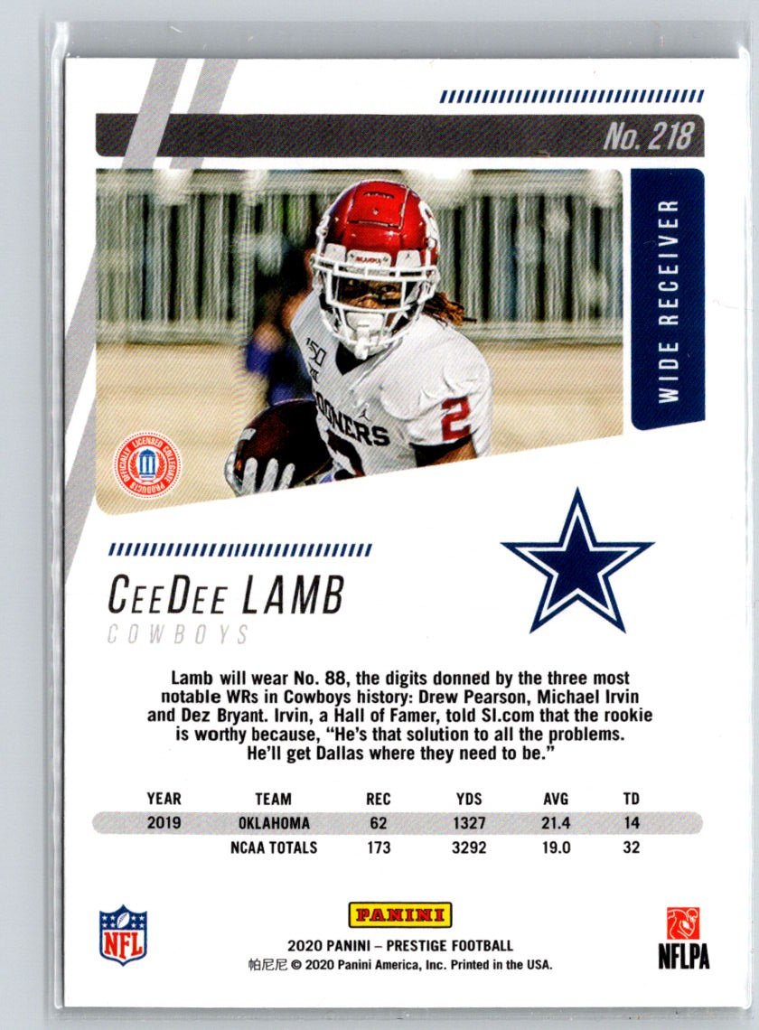 2020 Panini Prestige #218 CeeDee Lamb C10