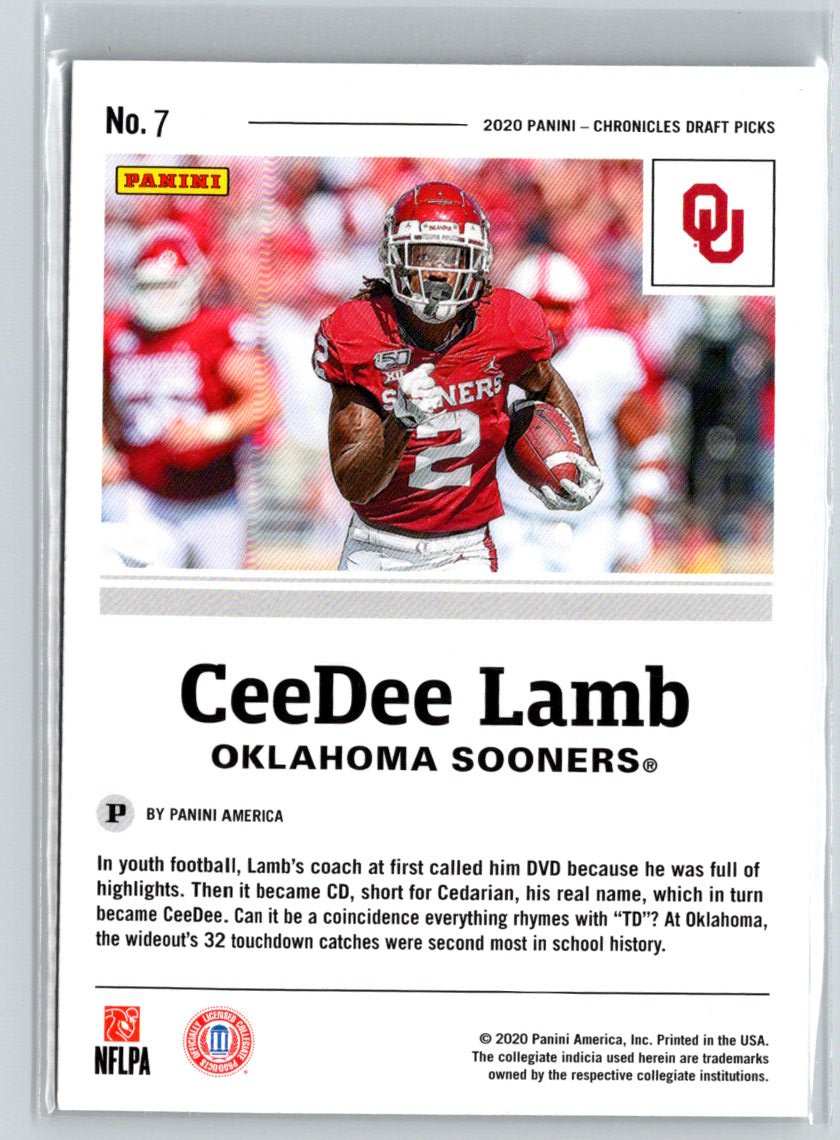 2020 Panini Chronicles Draft Picks #7 CeeDee Lamb Blue C10