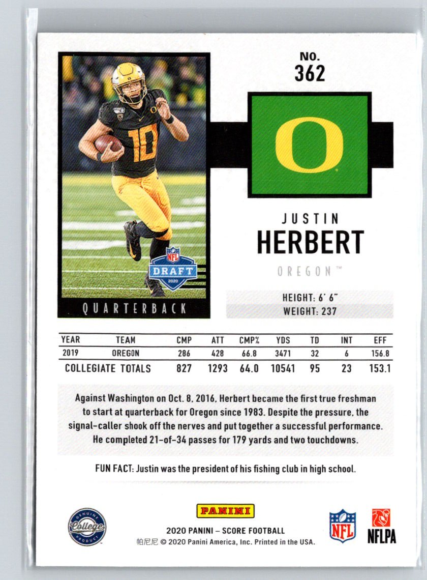 2020 Score #362 Justin Herbert C10