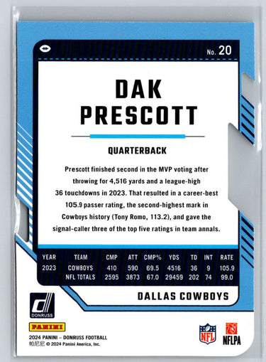 2024 Donruss #20 Dak Prescott Press Proof Silver Die Cuts #/75 C10