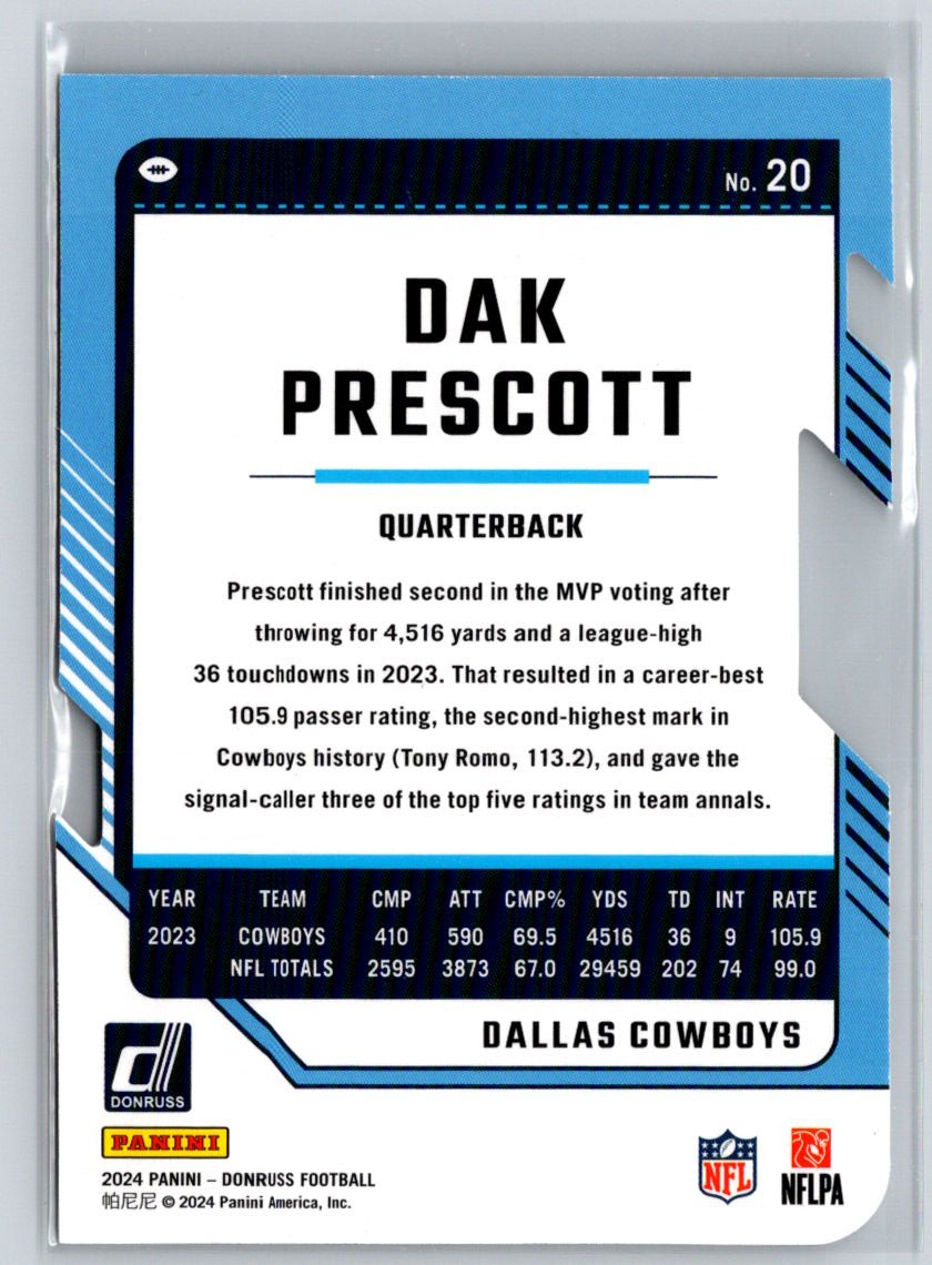 2024 Donruss #20 Dak Prescott Press Proof Silver Die Cuts #/75 C10