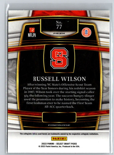 2022 Panini Select Draft Picks #77 Russell Wilson Silver Prizm C10