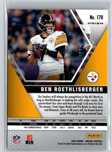 2020 Panini Mosaic #170 Ben Roethlisberger Prizm Green C11