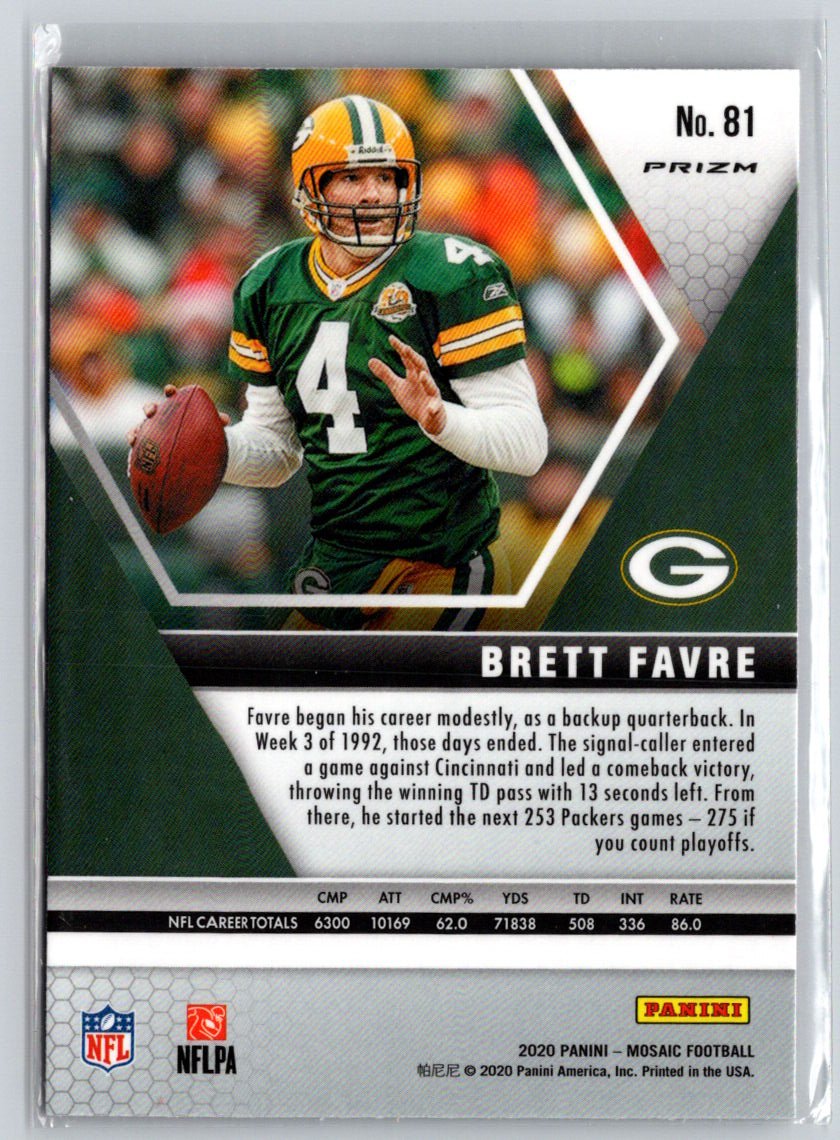 2020 Panini Mosaic #81 Brett Favre Prizm Camo Pink C11