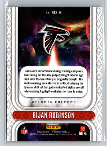 2023 Panini Phoenix #RIS-6 Bijan Robinson Rookie Rising Seismic Silver C11