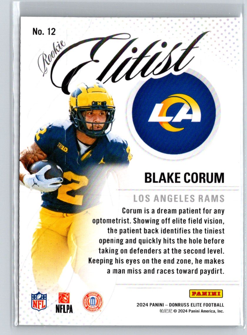 2024 Donruss Elite #12 Blake Corum Rookie Elitist C12