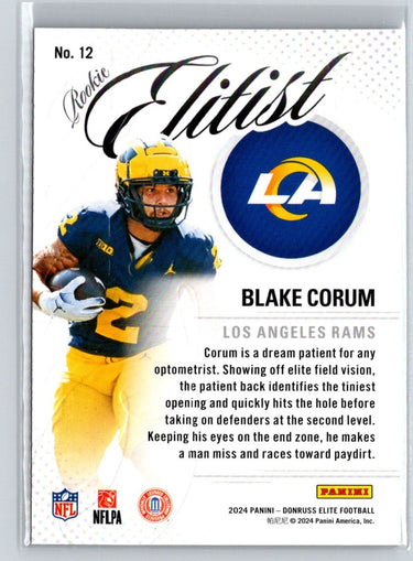 2024 Donruss Elite #12 Blake Corum Rookie Elitist C12