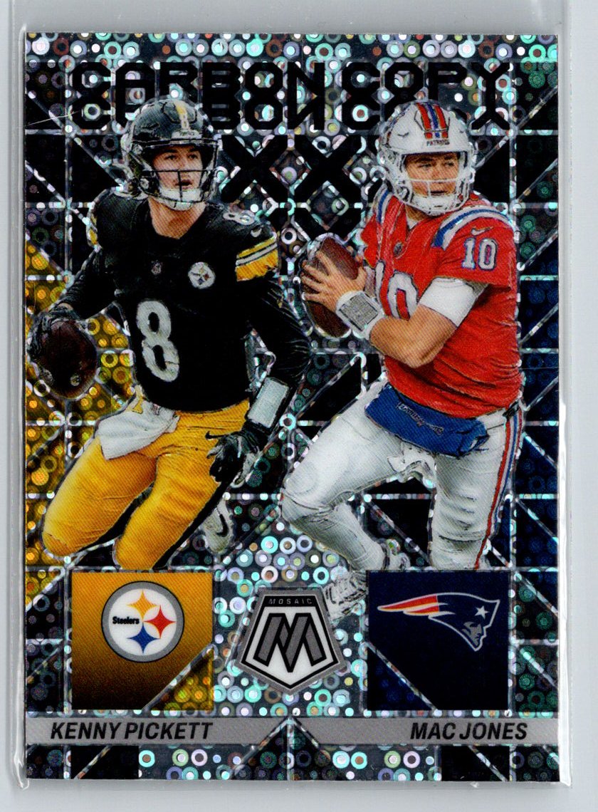 2023 Panini Mosaic  Kenny Pickett / Mac Jones Carbon Copy No Huddle Silver C12