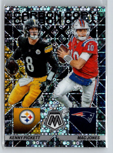 2023 Panini Mosaic  Kenny Pickett / Mac Jones Carbon Copy No Huddle Silver C12