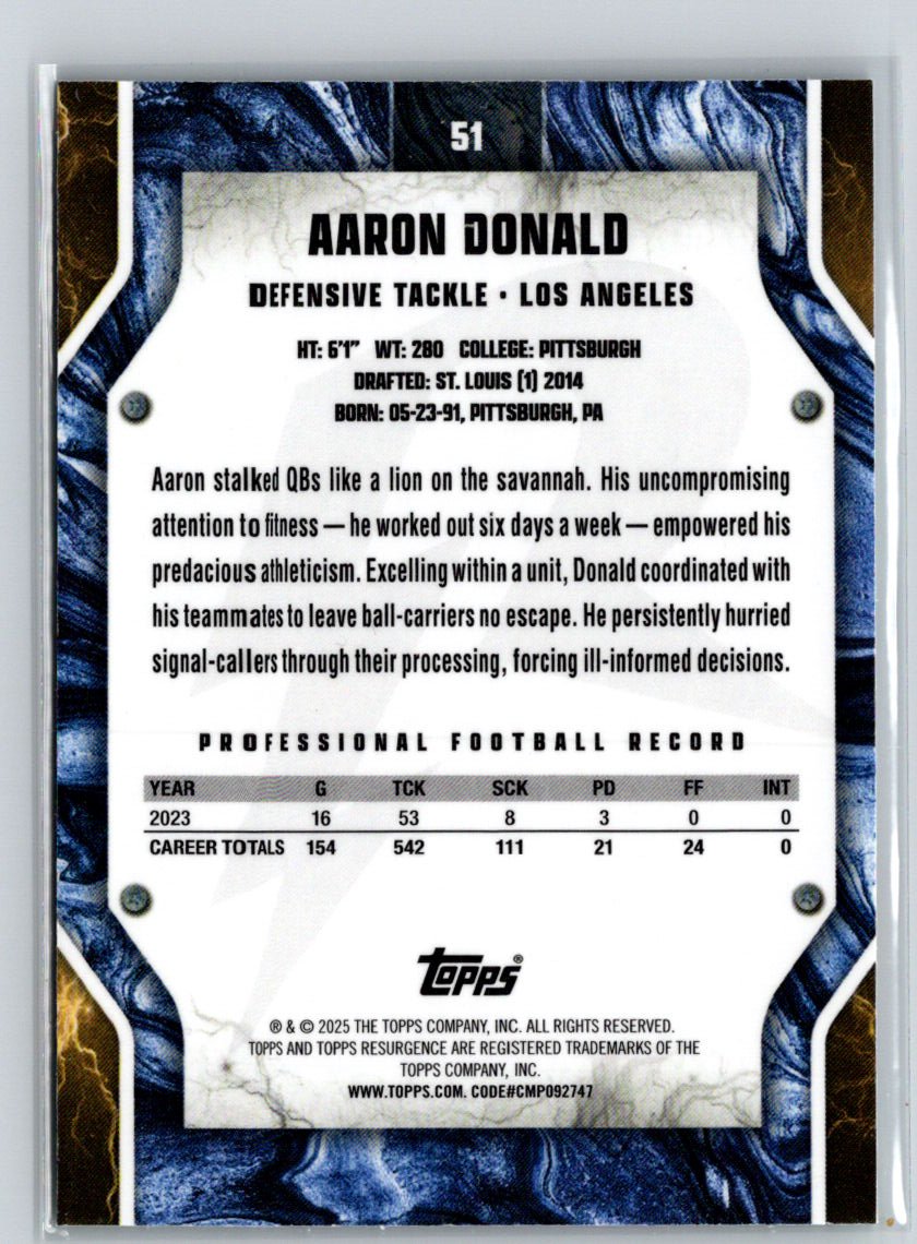 2024 Topps Resurgence #51 Aaron Donald Green Surge #/175 C12