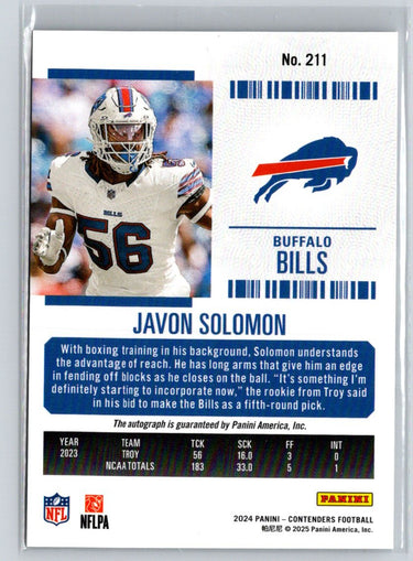 2024 Panini Contenders #211 Javon Solomon C12