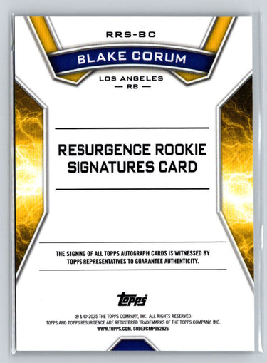 2024 Topps Resurgence #RRS-BC Blake Corum Resurgence Rookie Signatures C12