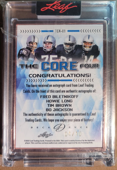2022 Leaf #TC4-01 Fred Biletnikoff  Howie Long Tim Brown Bo Jackson Auto /10 D2