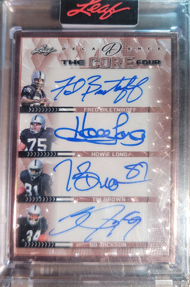 2022 Leaf #TC4-01 Fred Biletnikoff  Howie Long Tim Brown Bo Jackson Auto /10 D2