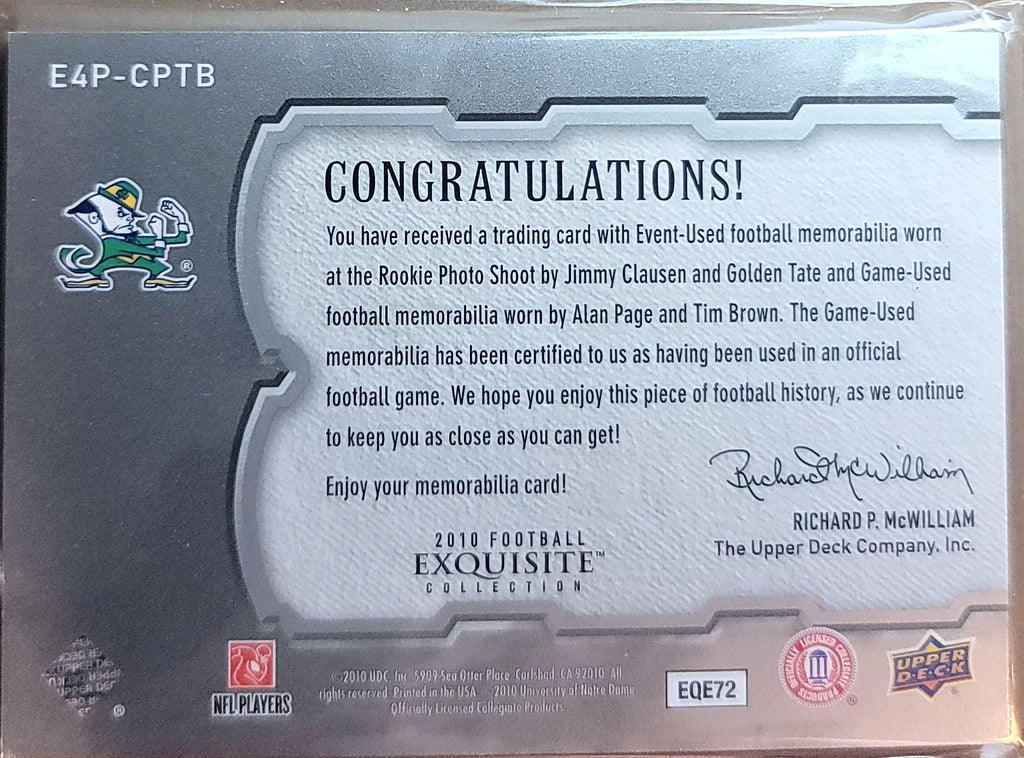 2010 Exquisite Collection Quad Patch Clausen Page Tate Tim Brown /15