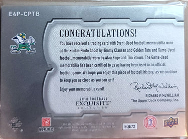 2010 Exquisite Collection Quad Patch Clausen Page Tate Tim Brown /15
