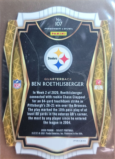 2020 Panini Select #107 Ben Roethlisberger Blue Prizm Die Cut D1