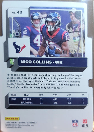 2022 Donruss #40 Nico Collins Silver Die Cut Press Proof #/75 D1
