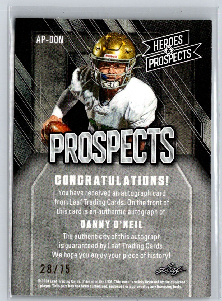 2024 Leaf Heroes & Prospects Danny O’Neil Prospects Autographs Silver /75 E1
