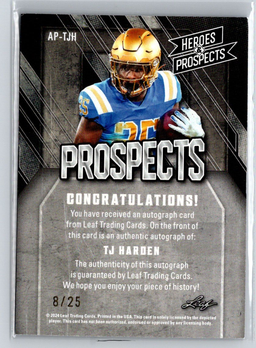 2024 Leaf Heroes & Prospects TJ Harden Prospect Autographs Purple #/25 E1