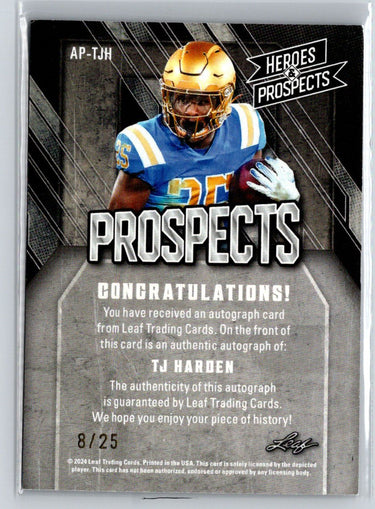 2024 Leaf Heroes & Prospects TJ Harden Prospect Autographs Purple #/25 E1