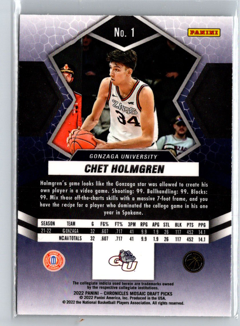 2022 Panini Chronicles Draft Picks #1 Chet Holmgren Mosaic E1