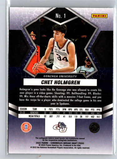 2022 Panini Chronicles Draft Picks #1 Chet Holmgren Mosaic E1
