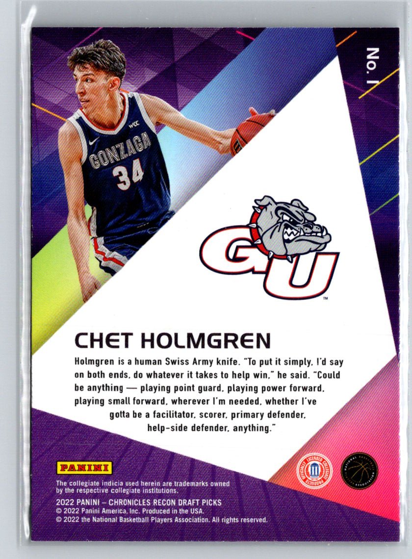 2022 Panini Chronicles Draft Picks #1 Chet Holmgren Recon E1