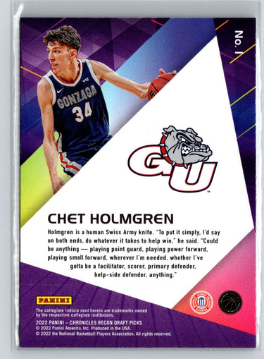 2022 Panini Chronicles Draft Picks #1 Chet Holmgren Recon E1